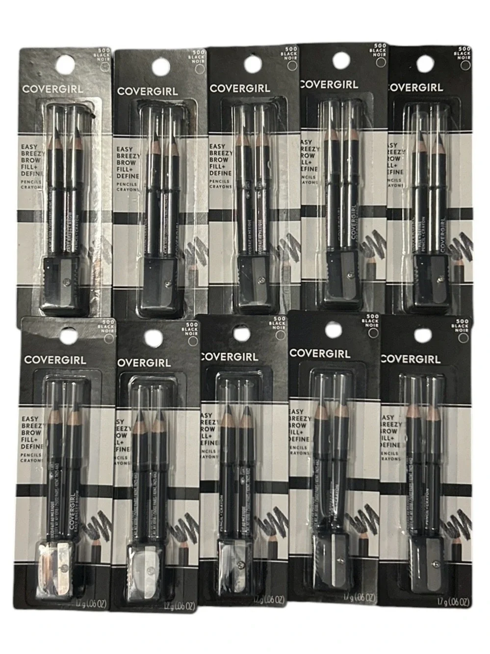 10 COVERGIRL Easy Breezy Brow Fill Define Pencils Eyebrow Crayon 500 Black